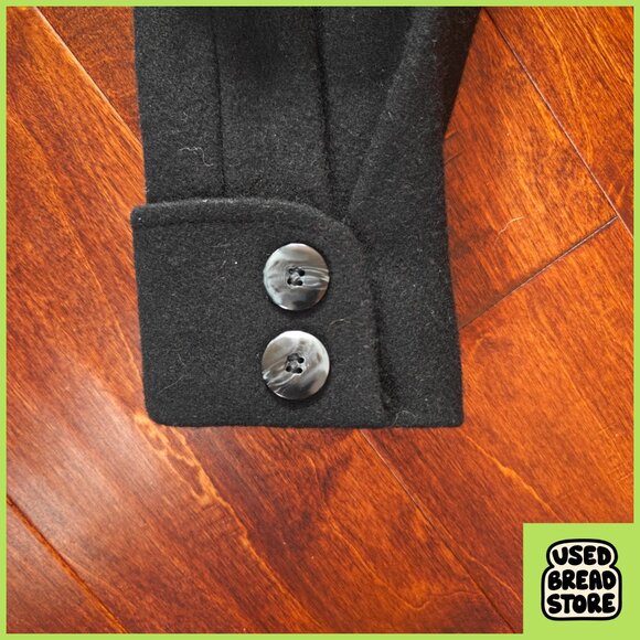 XL Vintage 80s Andrea Marin New York Shawl Collar Hooded Black Wool Maxi Coat - Picture 6 of 7